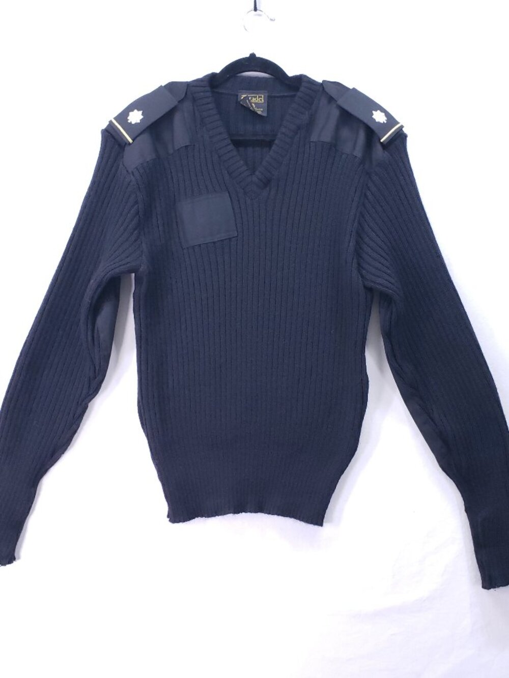 Citadel Sweater 46 Men Black 100% Virgin Wool Commando Military Patches Workwear